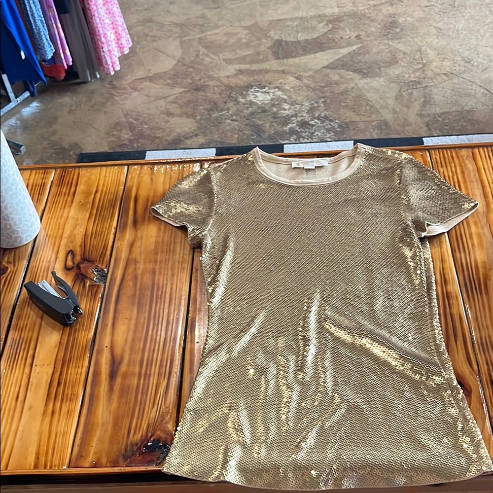 Michael Kors gold sequins top